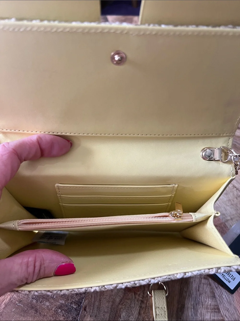 Yellow Bow Straw Crossbody Bag with Chain Strap